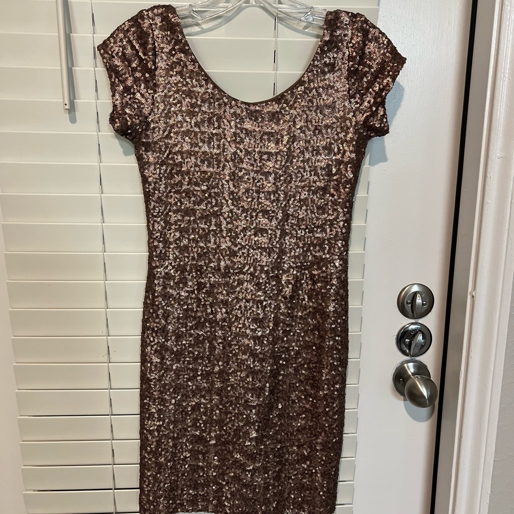 Bronze sequin dress